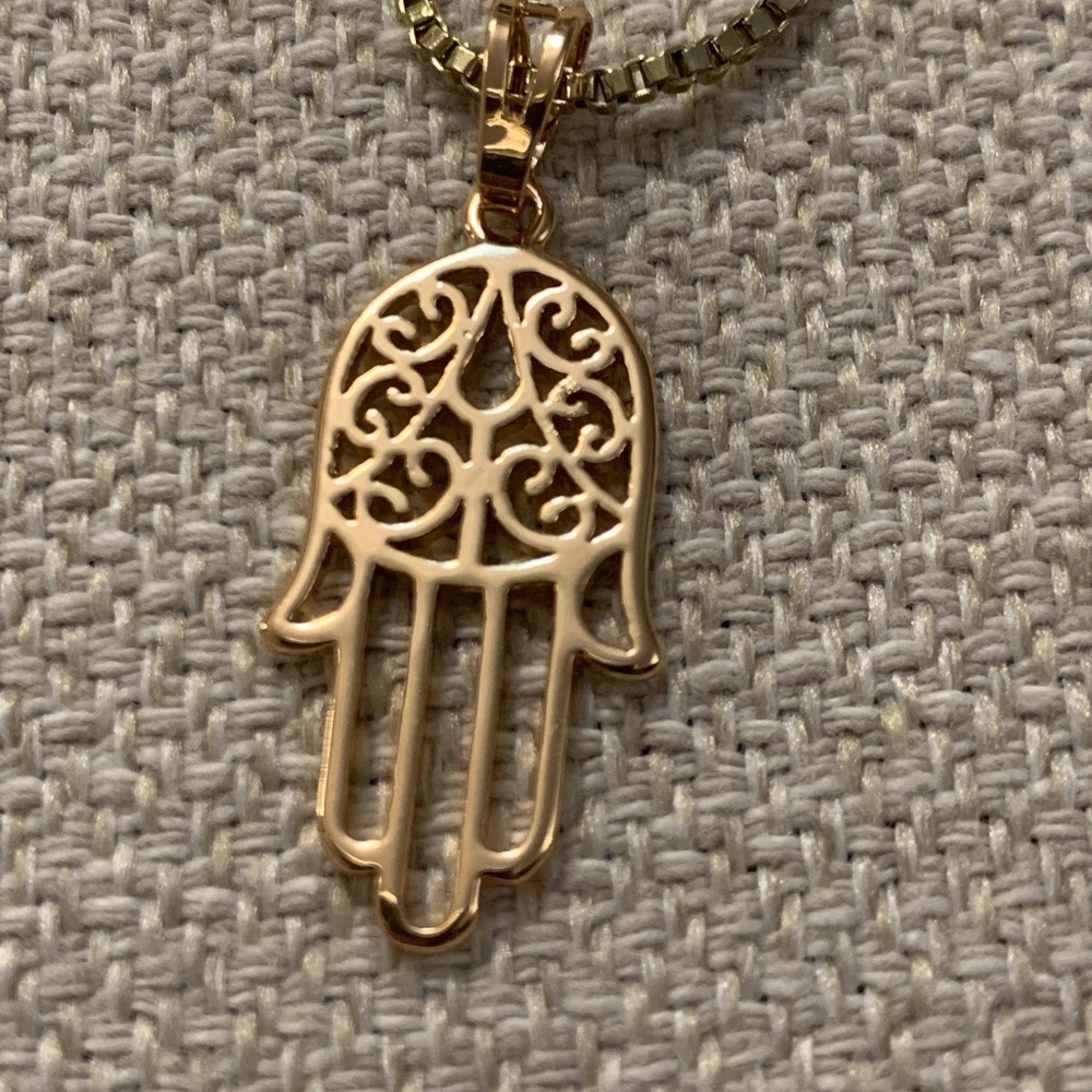 Chamsa/Hamsa Gold Stainless Steel Necklace 18”
